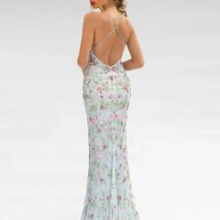 Primavera Couture 3073 Long Beaded Floral Print Prom Dress Evening Gown Side Slit