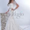 In Stock Adagio Bridal 9149 Size 14 Wedding Dress Long Lace Fit & Flare Corset Crystal Belt Corset Dresses
