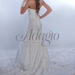 In Stock Adagio Bridal 9149 Size 14 Wedding Dress Long Lace Fit & Flare Corset Crystal Belt Corset Dresses