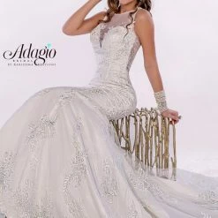 In Stock Adagio Bridal W 9274 Size 10 Ivory Lace Sheer Mermaid Wedding Dress Illusion Back Mermaid Dresses