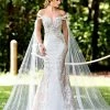 Adagio Bridal W9288 Bridal Gown Lace Cape Wedding Dress Off Shoulder Straps 9288