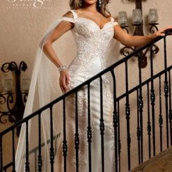 Adagio Bridal W9288 Bridal Gown Lace Cape Wedding Dress Off Shoulder Straps 9288