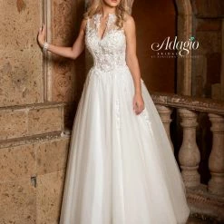 In Stock Adagio Bridal W 9312 Size 18 Sheer Bodice Crystal Wedding Dress High Neck Ballgown 8 In Stock Adagio Bridal W 9312 Size 18 Sheer Bodice Crystal Wedding Dress High Neck Ballgown