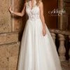 In Stock Adagio Bridal W 9312 Size 18 Sheer Bodice Crystal Wedding Dress High Neck Ballgown
