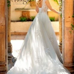 Adagio Bridal W9313 Sheer Lace Cap Sleeves Bridal Gown Wedding Dress With Corset 9313 Ballgown Dresses