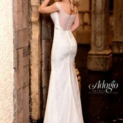 In Stock Backless Dresses Adagio Bridal W9317 Size 4 Ivory Sheer Off The Shoulder Straps Bridal Gown 5 In Stock Backless Dresses Adagio Bridal W9317 Size 4 Ivory Sheer Off The Shoulder Straps Bridal Gown