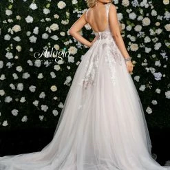 Adagio Bridal W9320 Long Wedding Dress Tulle Ballgown Applique Plunging Neckline 9320 Ballgown Dresses