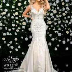 Adagio Bridal W9321 Beaded Applique Lace Mermaid Wedding Gown Bridal Dress 9321