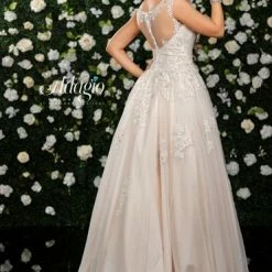 Discontinued Ballgown Dresses Adagio Bridal W 9322 Beaded Applique Lace A Line Wedding Dress