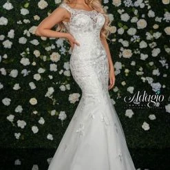 In Stock Mermaid Dresses Adagio Bridal 9341 Size 10 Off The Shoulder Mermaid Lace Wedding Gown Bridal Dress