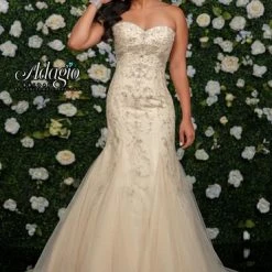 Discontinued Adagio Bridal W 9349 Sweetheart Neckline Lace Mermaid Wedding Gown Corset Dresses