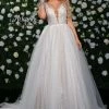 Discontinued Adagio Bridal W 9355 Plunging Neckline A Line Ball Gown Wedding Dress