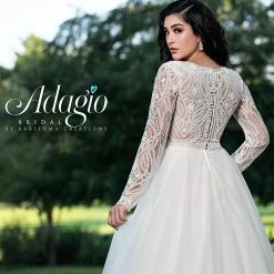 Adagio Bridal W9360 Long Embellished Sleeves Wedding Dress Bridal Ball Gown 9360