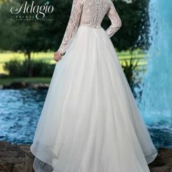 Adagio Bridal W9360 Long Embellished Sleeves Wedding Dress Bridal Ball Gown 9360