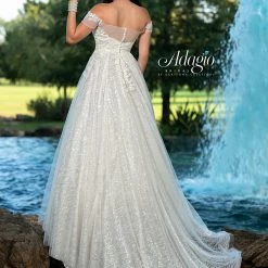 Adagio Bridal W9363 Off The Shoulder Wedding Dress Bridal Ball Gown Sequin Tulle Lace 9363