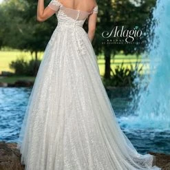 Adagio Bridal W9363 Off The Shoulder Wedding Dress Bridal Ball Gown Sequin Tulle Lace 9363
