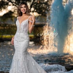 In Stock Mermaid Dresses Adagio Bridal W9365 Size 12 Beaded Lace Mermaid Wedding Dress Bridal Gown 9365
