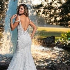 In Stock Mermaid Dresses Adagio Bridal W9365 Size 12 Beaded Lace Mermaid Wedding Dress Bridal Gown 9365