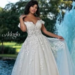 Ballgown Dresses Adagio Bridal W9366 Off The Shoulder Wedding Dress Bridal Ball Gown Lace 9366
