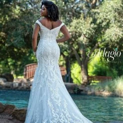 Adagio Bridal W9368 Off The Shoulder Fitted Lace Train Wedding Dress Bridal Gown 9368