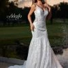 Adagio Bridal W9373 Sequin Applique Lace Wedding Dress Bridal Gown Sheer 9373 Mermaid Dresses