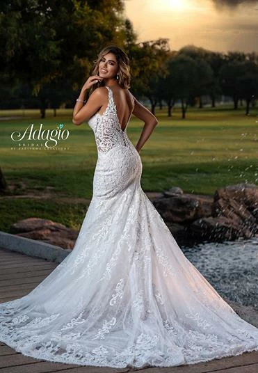 Adagio Bridal W9373 Sequin Applique Lace Wedding Dress Bridal Gown Sheer 9373 Mermaid Dresses 5 Adagio Bridal W9373 Sequin Applique Lace Wedding Dress Bridal Gown Sheer 9373 Mermaid Dresses