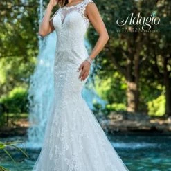 Adagio Bridal W9375 Sheer Lace Back Mermaid Wedding Dress Bridal Gown 9375 Mermaid Dresses