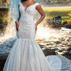 Mermaid Dresses Adagio Bridal W9378 Lace Mermaid Wedding Dress Bridal Gown Off The Shoulder 9378