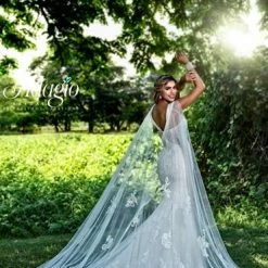 Adagio Bridal W9379 Beaded Lace Tulle Fitted V Neckline Wedding Dress Bridal Gown 9379