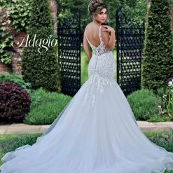Adagio Bridal W9380 Beaded Lace Fit And Flare Wedding Dress Bridal Gown Tulle Train 9380 Mermaid Dresses
