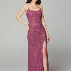 Sequin Dresses Primavera Couture 3638 Long Fitted Floral Beaded Prom Dress Backless Formal Corset