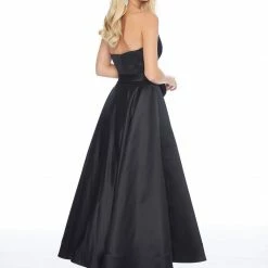 Ashleylauren Ashley Lauren 1775 Tea Length Satin A Line Prom Dress With Bow Evening Gown