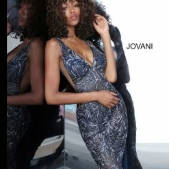 Backless Dresses Jovani 1863 Long Fitted Sheer Beaded Formal Sexy Dress Slit Prom Pageant Crystal