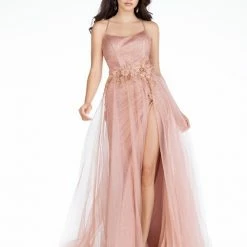 In Stock Abby Paris 90087 Size 6 Long Shimmer Maxi Slit Prom Dress Pageant Gown Formal Shimmer