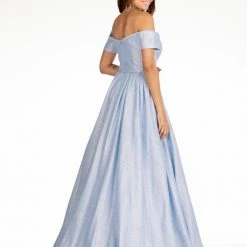 Abby Paris 90101 Long A Line Glitter Prom Dress Off The Shoulder Gown Plus Size