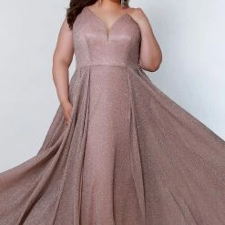 Sydney's Closet SC7313 Shimmer Prom Dress With Overskirt Plus Sized SC 7313 Sydney's Closet And Tease Prom