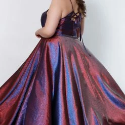 Sydney's Closet SC7334 Shimmer Prom Dress High Neckline Plus Sized A Line SC 7334 Ballgown Dresses