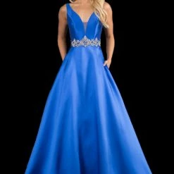 In Stock Nina Canacci 2297 Size 6 Royal Plunging Neckline A Line Prom Dress Formal Evening Gown Ballgown Dresses