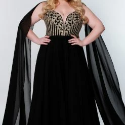 Sydney's Closet And Tease Prom Sydney's Closet SC7331 Evening Gown A Line Flowy Scarves On The Shoulders SC 7331