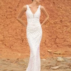 In Stock Primavera Couture 3612 Size 4, 16 Long Fitted Sequin Formal Prom Dress Pageant Gown Backless Backless Dresses