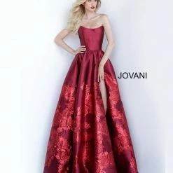Ballgown Dresses Jovani 02038 Floral Ballgown Long Print Prom Dress Slit Strapless Designer V Points Neckline 23 Ballgown Dresses Jovani 02038 Floral Ballgown Long Print Prom Dress Slit Strapless Designer V Points Neckline