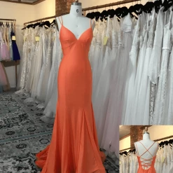 In Stock Backless Dresses Dave & Johnny 9958 Size 0 Fuchsia Long Fitted Jersey V Neck Formal Prom Dress Backless Gown