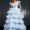 Ashleylauren Ashley Lauren 11154 Organza Tiered Ruffle Ball Gown Prom Dress