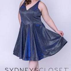 Sydney's Closet 8100 V Neckline Holographic Short Formal Cocktail Dress Plus Sized 35 Sydney's Closet 8100 V Neckline Holographic Short Formal Cocktail Dress Plus Sized