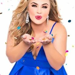 Discontinued Sydneys Closet SC 7270 V Neckline Long Satin Plus Size Prom Dress Evening Gown Formal Ballgown Dresses