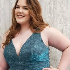 Sydney's Closet 8108 Short Metallic Shimmer V Neck Cocktail Dress Prom Homecoming Metallic Dresses