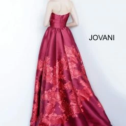 Ballgown Dresses Jovani 02038 Floral Ballgown Long Print Prom Dress Slit Strapless Designer V Points Neckline 22 Ballgown Dresses Jovani 02038 Floral Ballgown Long Print Prom Dress Slit Strapless Designer V Points Neckline