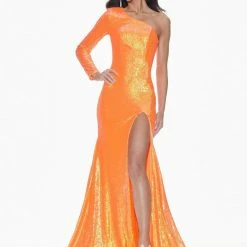 In Stock Ashley Lauren 11026 Size 14 Lilac Sequin Prom Dress With Slit Pageant Gown One Shoulder Mermaid Dresses