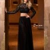 In Stock Long Sleeve Dresses Zasa Chic 2079 Size 4 Black Prom Dress Long Sleeve Sheer Beaded Lace Two Piece Dress Formal