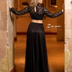 In Stock Long Sleeve Dresses Zasa Chic 2079 Size 4 Black Prom Dress Long Sleeve Sheer Beaded Lace Two Piece Dress Formal 5 In Stock Long Sleeve Dresses Zasa Chic 2079 Size 4 Black Prom Dress Long Sleeve Sheer Beaded Lace Two Piece Dress Formal